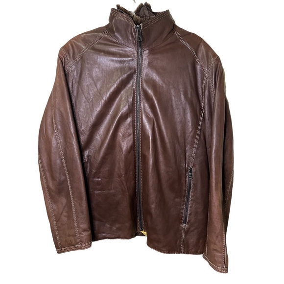 SOLD ! VTG ANDREW MARC Genuine Leather Rabbit Fur Thermolite Jacket - Picture 2 of 16
